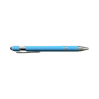 Powder Blue soft touch stylus pen with chrome accents and stylus tip