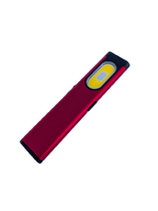 Red slim rechargeable aluminum flashlight with a pocket clip
