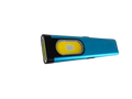 Blue slim rechargeable aluminum flashlight with a pocket clip