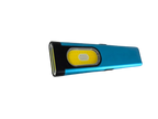 Blue slim rechargeable aluminum flashlight with a pocket clip