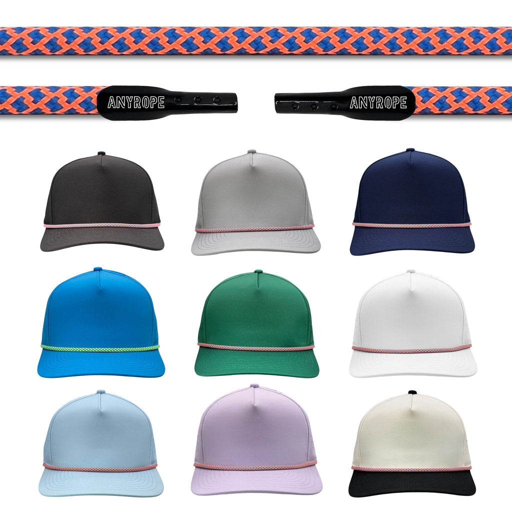 Electric Peach Hatch Anyrope interchangeable hat rope — braided snapback rope