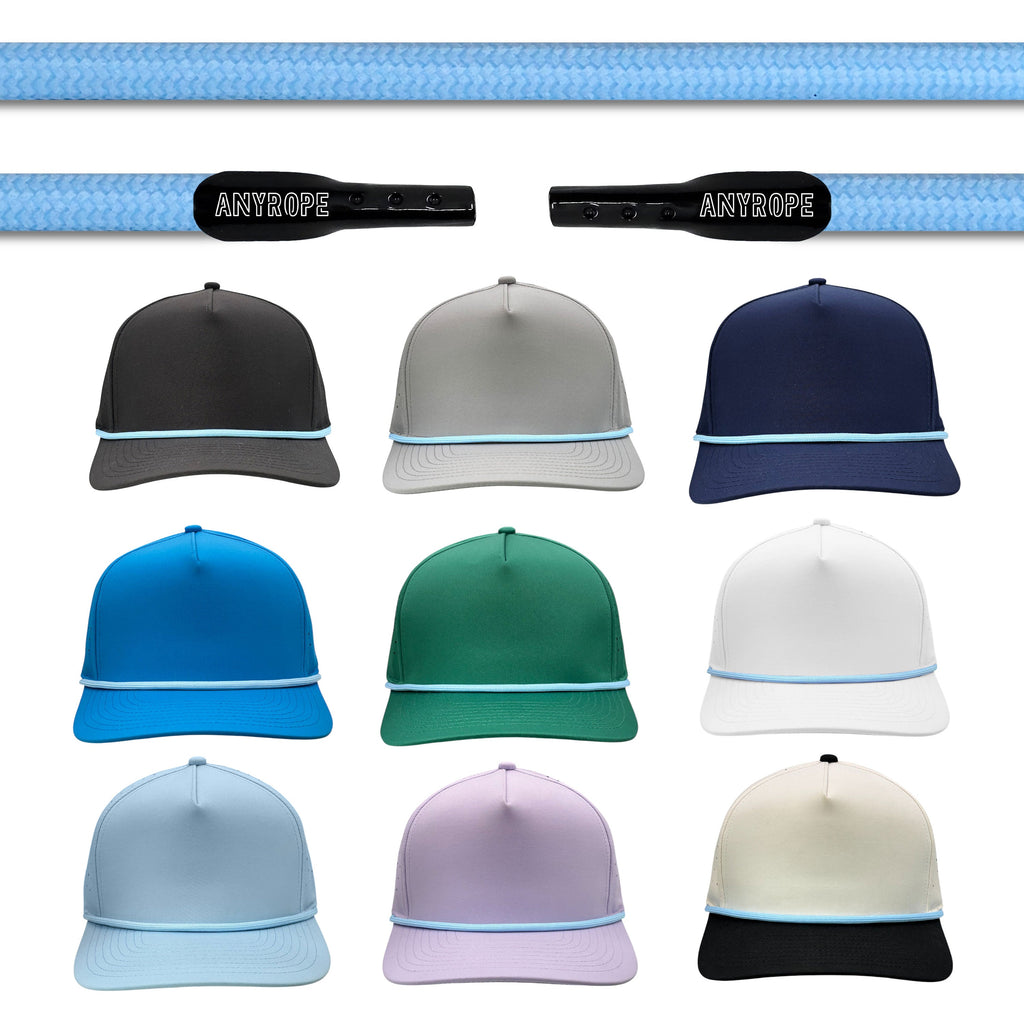 Baby Blue Anyrope interchangeable hat rope — braided snapback rope