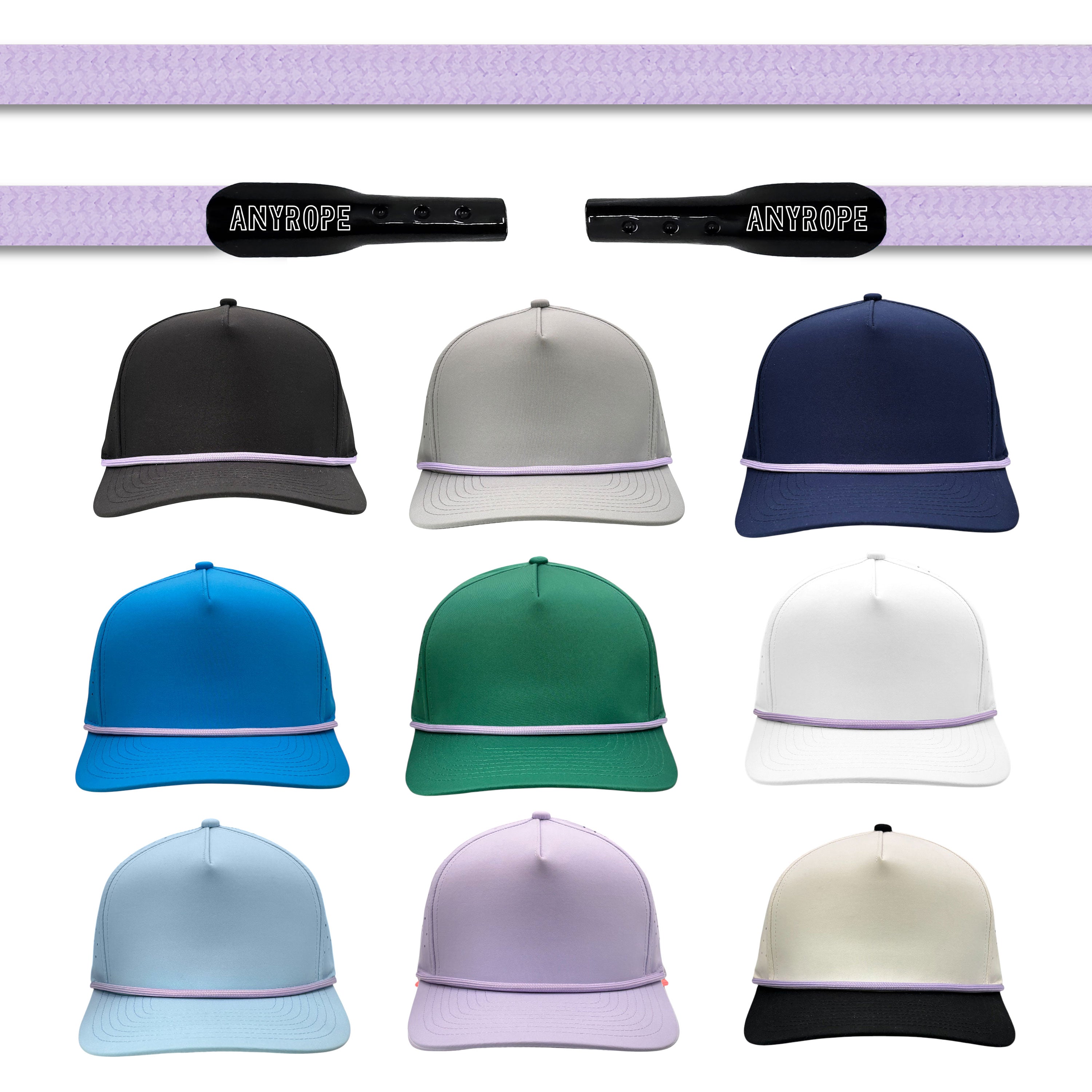 Lavender Anyrope interchangeable hat rope — braided snapback rope
