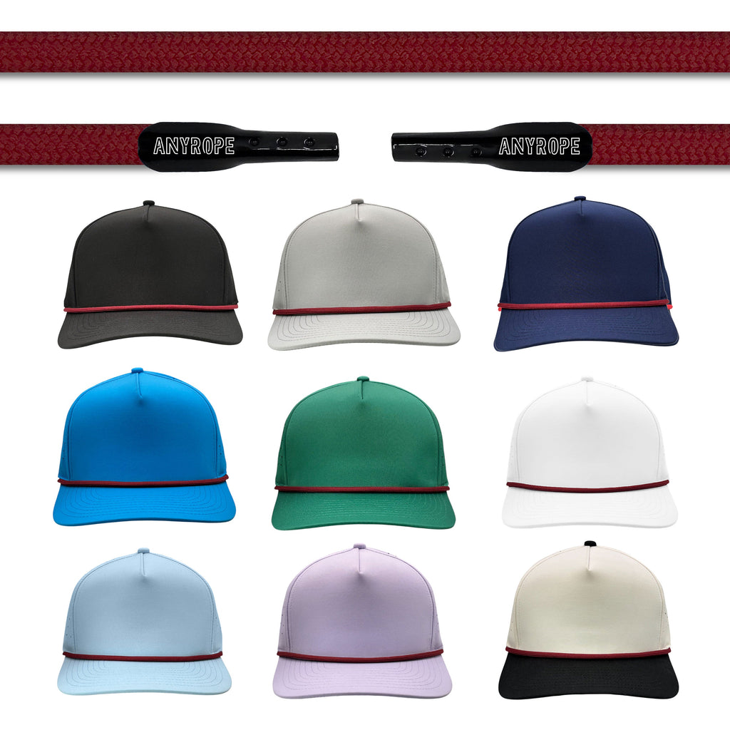 Maroon Anyrope interchangeable hat rope — braided snapback rope