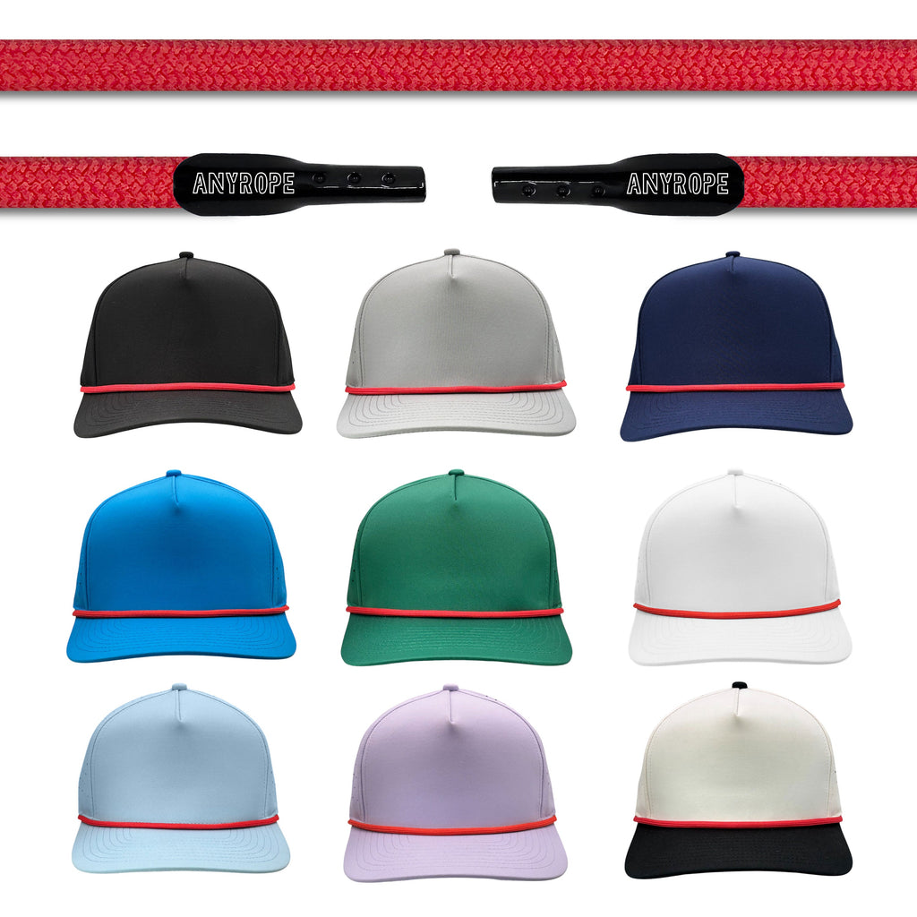 Red Anyrope interchangeable hat rope — braided snapback rope