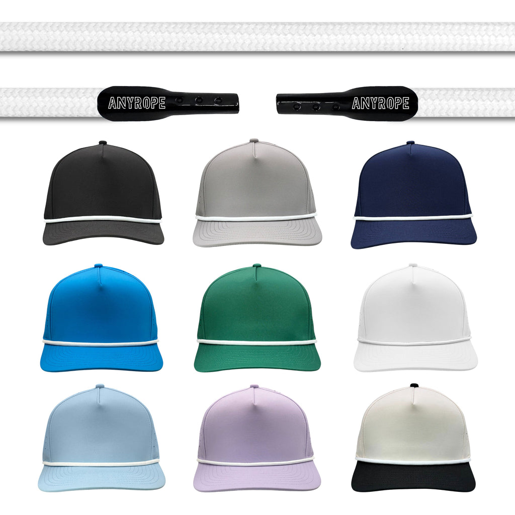 White Anyrope interchangeable hat rope — braided snapback rope