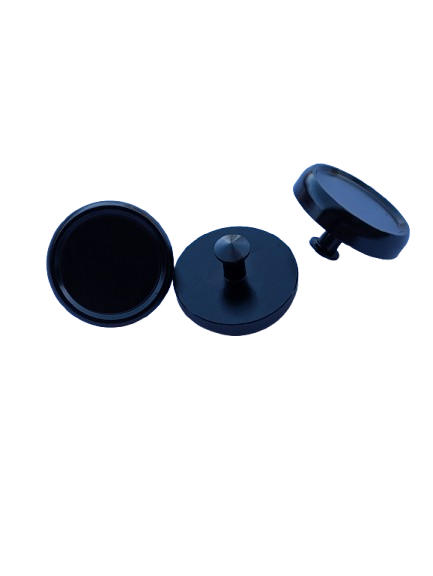Black golf club grip markers shown from the front, side and back