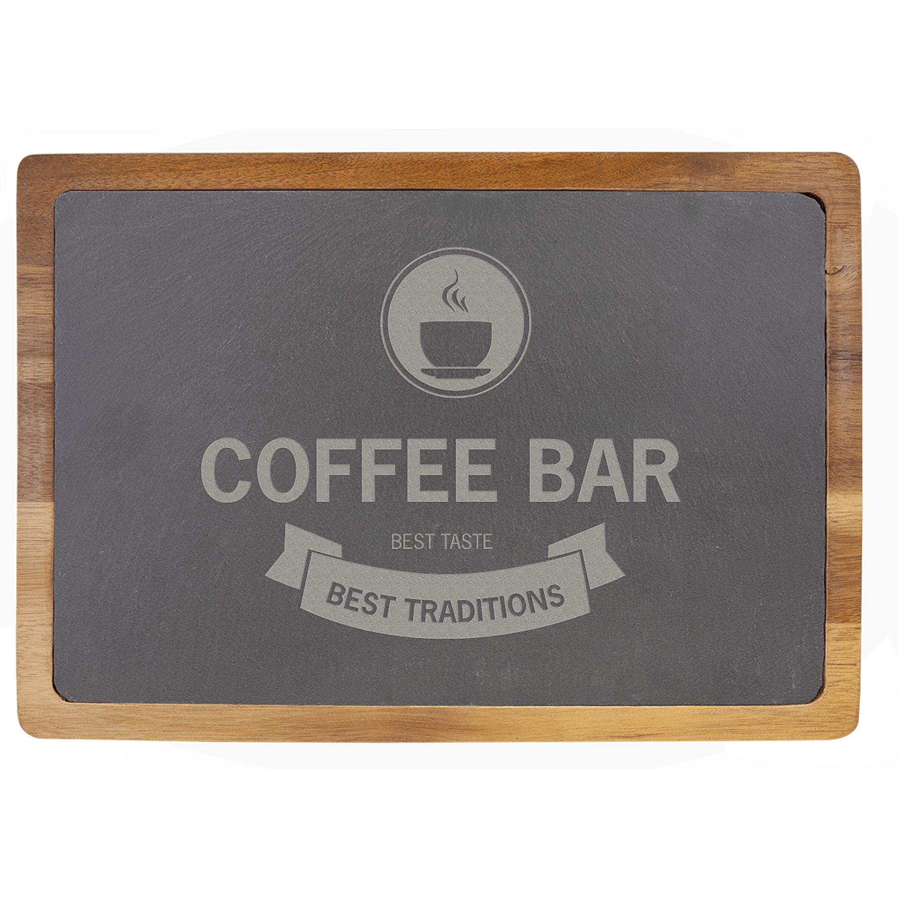 Acacia wood and slate cutting board, 13 by 9 inches