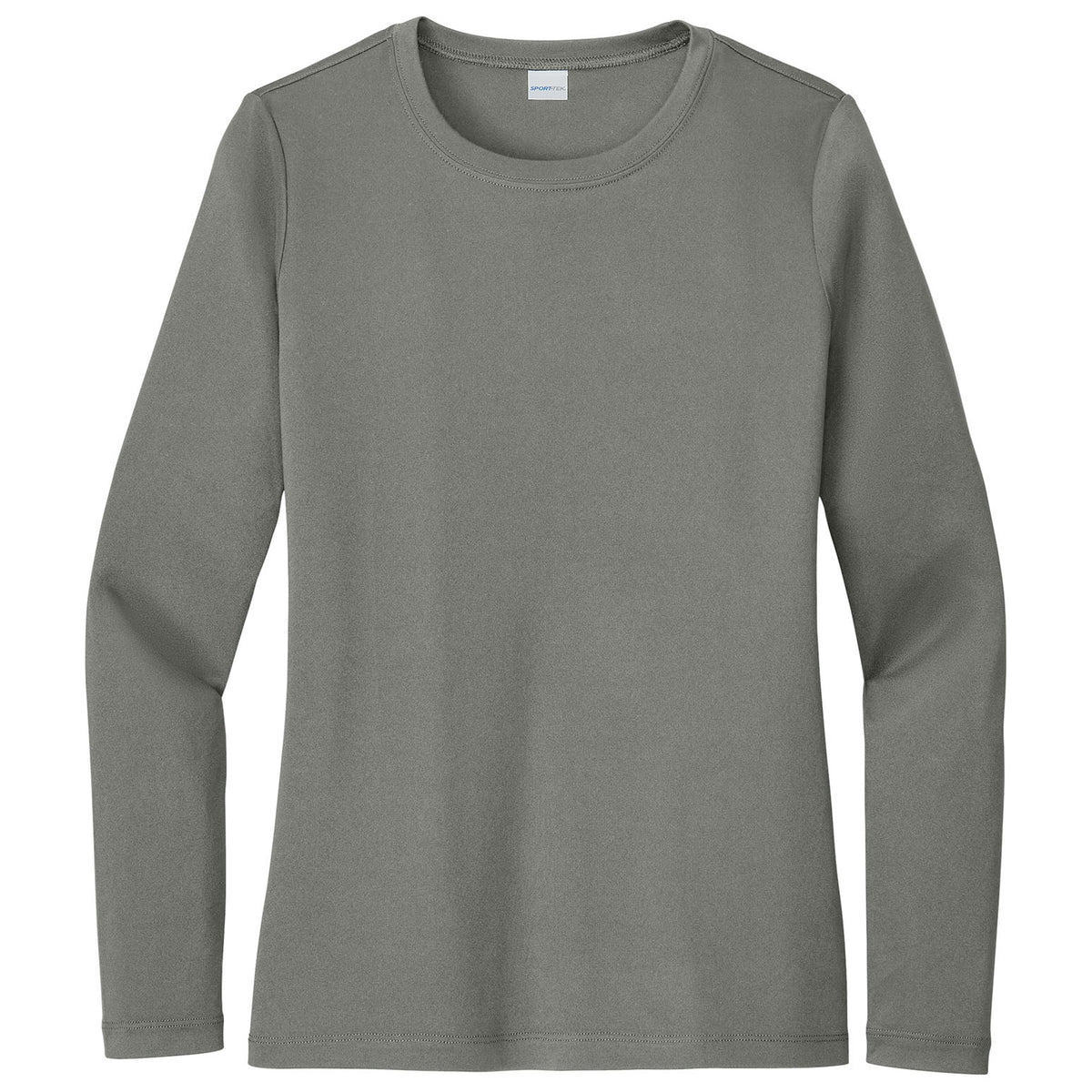 Smoke Grey women's long sleeve sun shirt, front view variant-womens-smoke-grey-s variant-womens-smoke-grey-m variant-womens-smoke-grey-l variant-womens-smoke-grey-xl variant-womens-smoke-grey-2xl variant-womens-smoke-grey-3xl