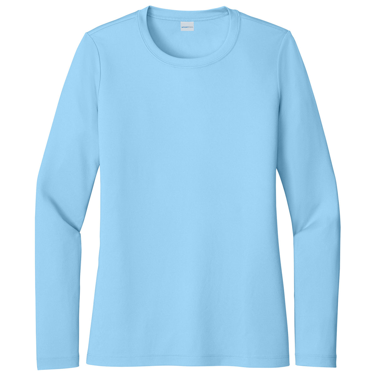 Light Blue women's long sleeve sun shirt, front view variant-womens-light-blue-s variant-womens-light-blue-m variant-womens-light-blue-l variant-womens-light-blue-xl variant-womens-light-blue-2xl variant-womens-light-blue-3xl