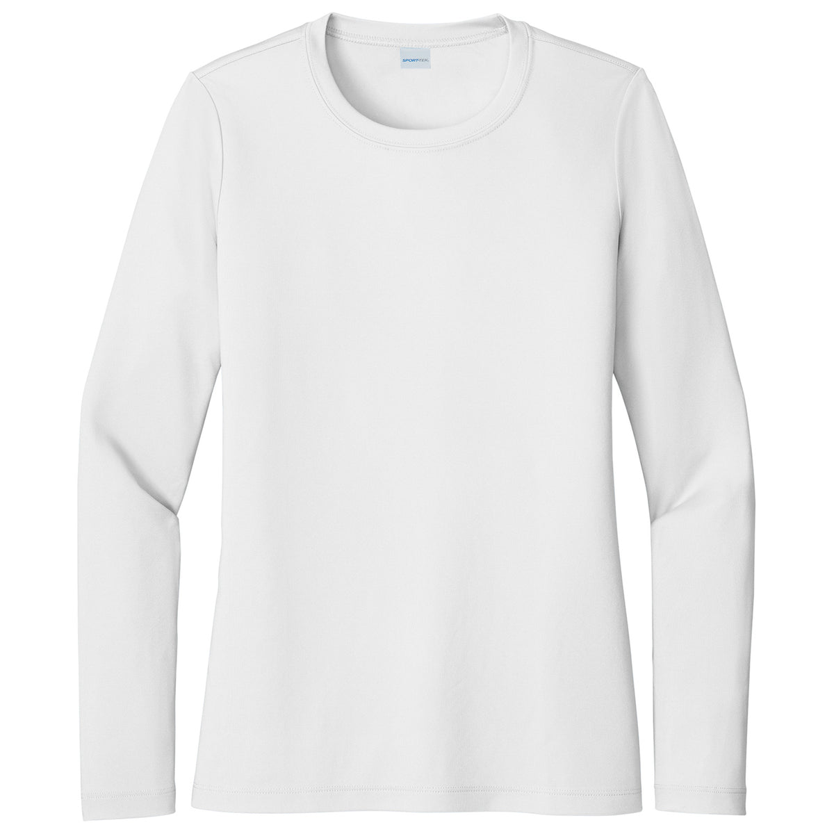 White women's long sleeve sun shirt, front view variant-womens-white-s variant-womens-white-m variant-womens-white-l variant-womens-white-xl variant-womens-white-2xl variant-womens-white-3xl
