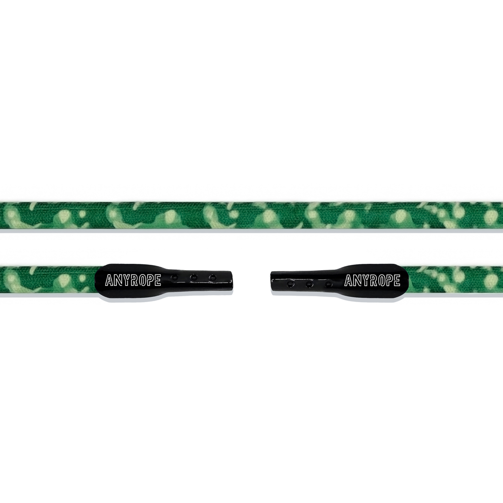 Green Camo Anyrope interchangeable hat rope — braided snapback rope