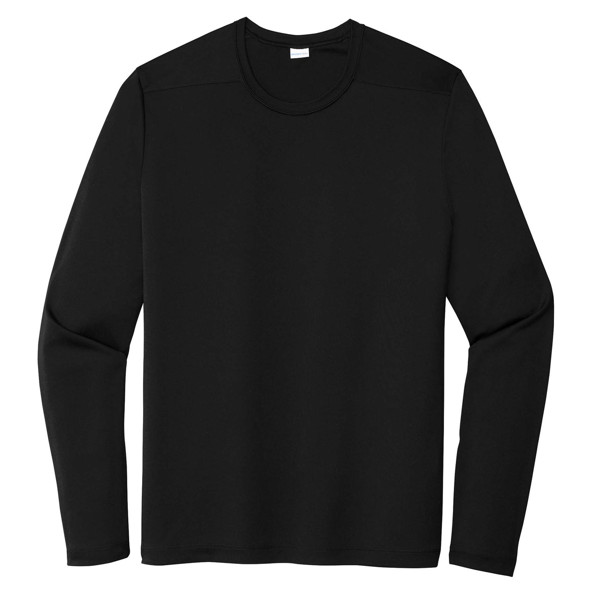 Black men's long sleeve sun shirt, front view variant-mens-black-s variant-mens-black-m variant-mens-black-l variant-mens-black-xl variant-mens-black-2xl variant-mens-black-3xl