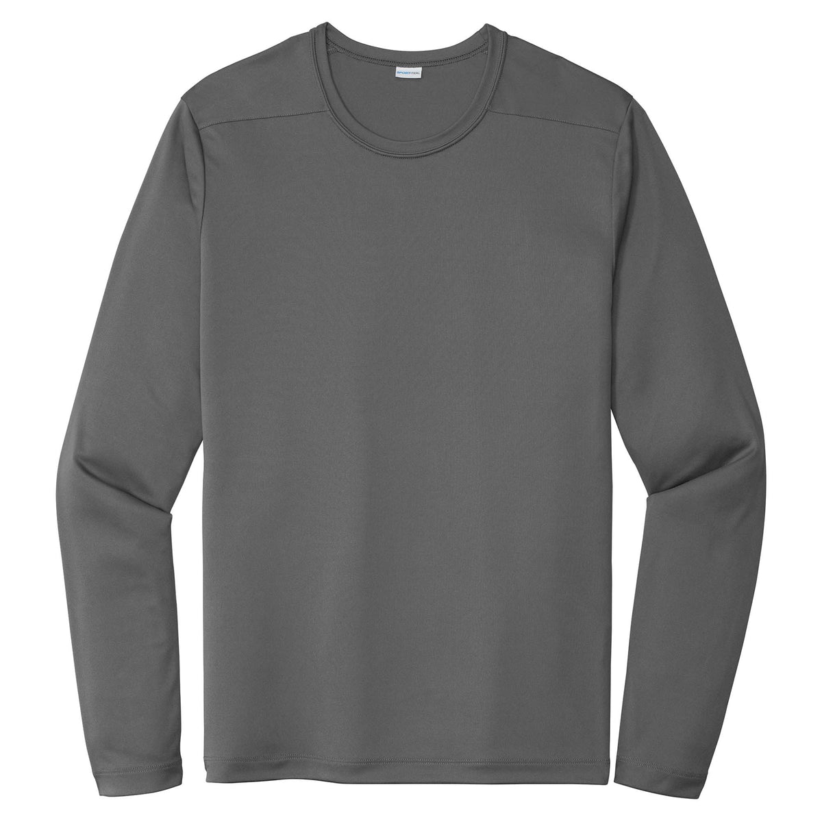 Smoke Grey men's long sleeve sun shirt, front view variant-mens-smoke-grey-s variant-mens-smoke-grey-m variant-mens-smoke-grey-l variant-mens-smoke-grey-xl variant-mens-smoke-grey-2xl variant-mens-smoke-grey-3xl
