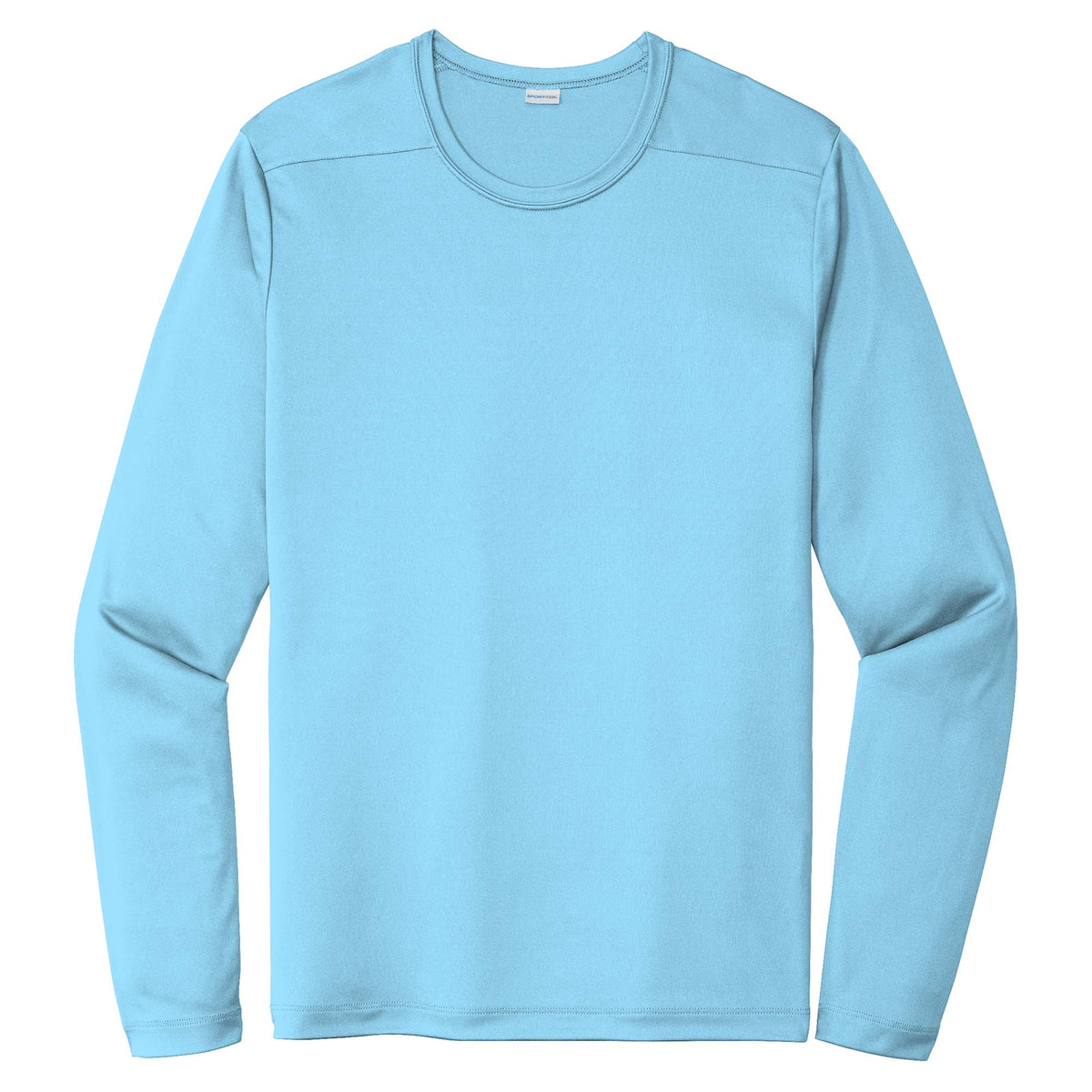 Light Blue men's long sleeve sun shirt, front view variant-mens-light-blue-s variant-mens-light-blue-m variant-mens-light-blue-l variant-mens-light-blue-xl variant-mens-light-blue-2xl variant-mens-light-blue-3xl