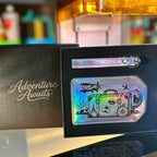 Engraved detail on a leatherette luggage tag showing the contrasting tone beneath the surface — custom engraved luggage tag by Solano Laser Craft