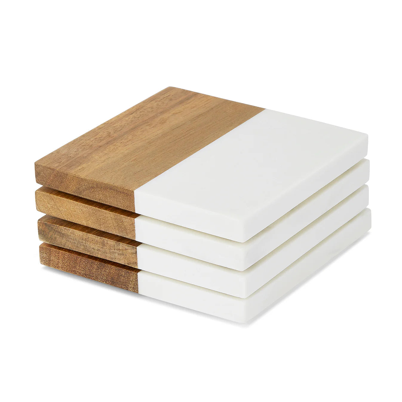Marble and Wood Coaster Set of 4 laser engraved