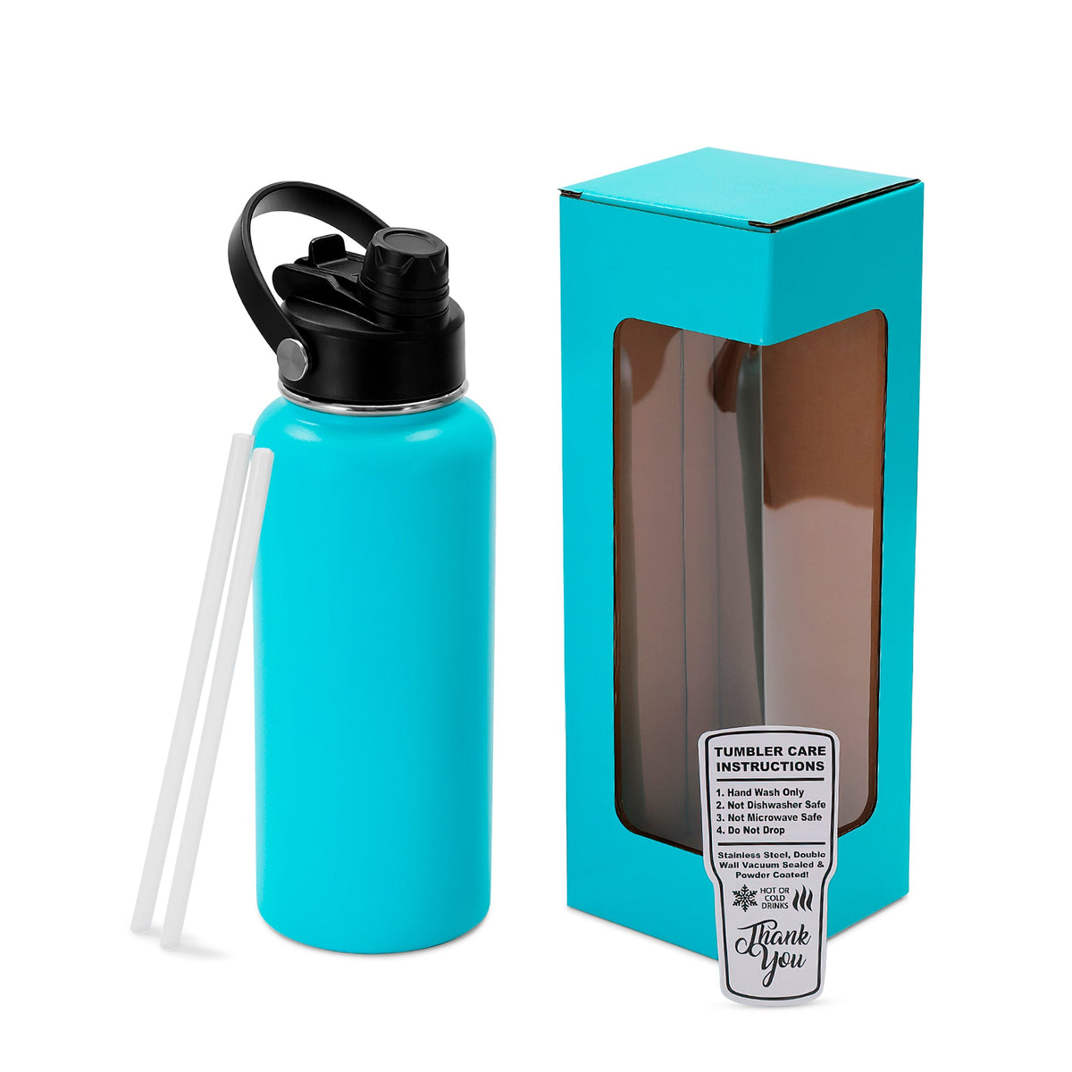 Teal 32 oz. insulated water bottle with sport lid and gift box
