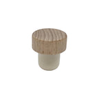 Beechwood wine stopper seen from the side showing the turned grain