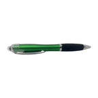Green light up pen with chrome accents