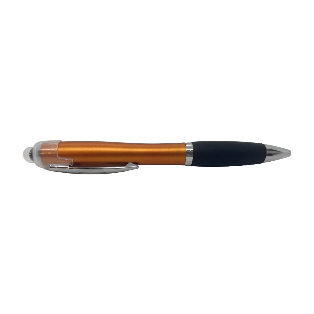 Orange light up pen with chrome accents