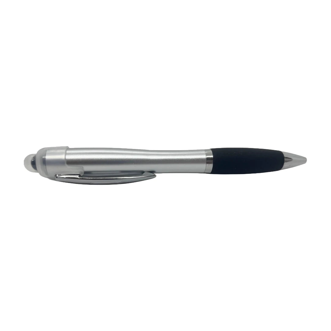 Silver light up pen with chrome accents