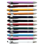 All twelve soft touch stylus pen colors fanned out