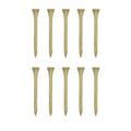 Wooden golf tees arranged in rows