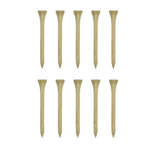 Wooden golf tees arranged in rows
