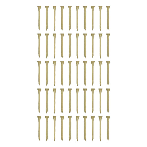 A larger group of wooden golf tees laid out in a grid