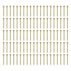 Wooden golf tees laid out in tight rows showing the full length