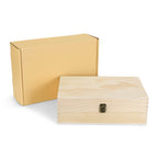 Natural unfinished XL pine keepsake box with black felt lining — custom engraved keepsake box by Solano Laser Craft