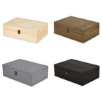 XL rectangular pine memory box with a hinged lid and front clasp in four finishes — custom engraved keepsake box by Solano Laser Craft