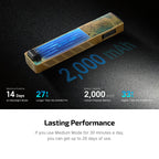 ArkPro Wasteland Relic battery facts: up to 14 days on moonlight, 2,000 mAh