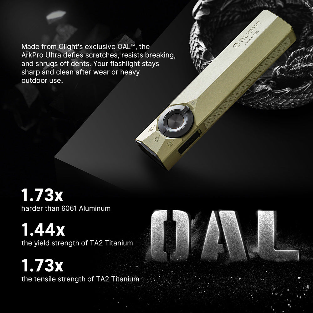 Olight ArkPro Ultra in Olive Green, made from OAL aluminum
