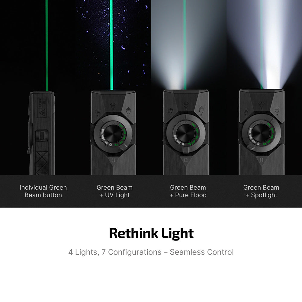 ArkPro Ultra four lights and seven configurations with the green laser