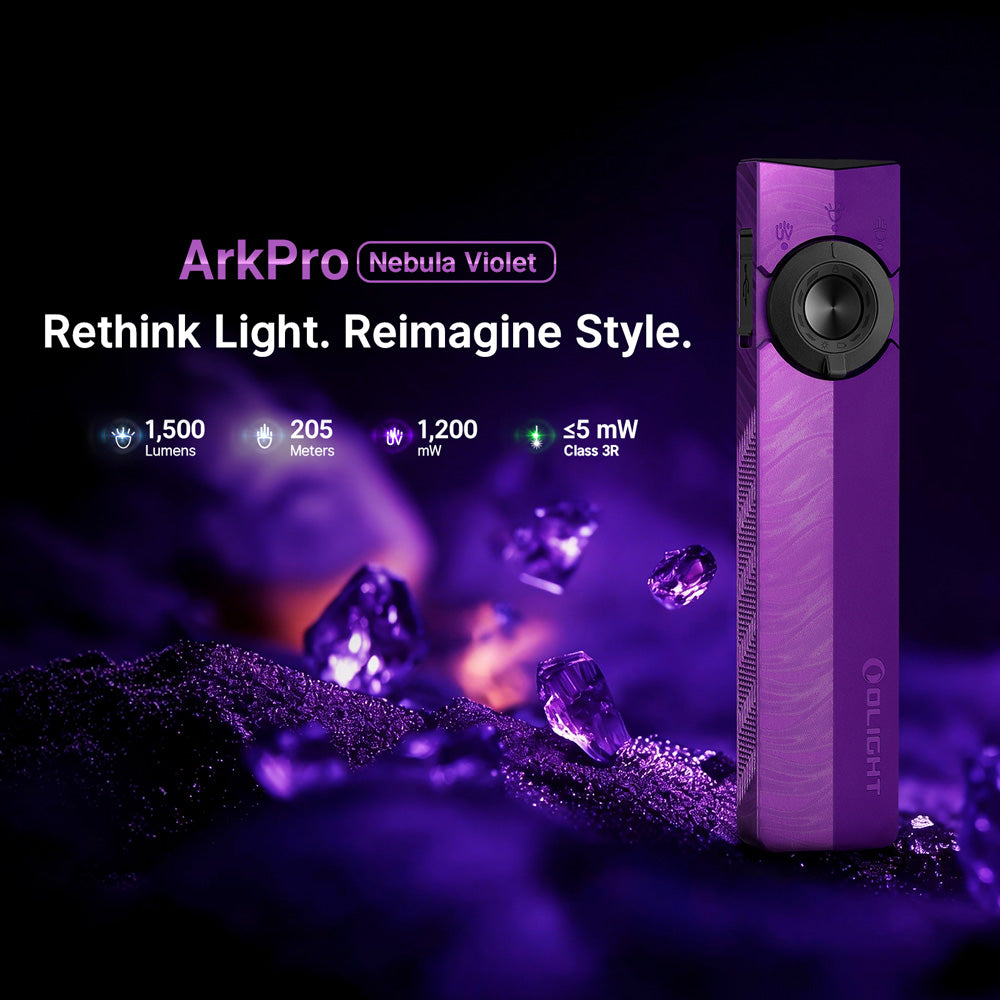 Olight ArkPro flat EDC flashlight in Nebula Violet