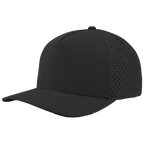 Zapped Blackhawk five-panel perforated performance cap shown from the side — custom patch work hat