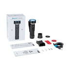 Prowess box contents: light, detachable base, holster, bracket, USB-C cable, screws and manual