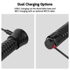 Prowess charges by USB-C through the detachable base or by MCC3 magnetic cable