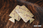 Duck Camo Premium Leatherette slim can coolers in a waterfowl camouflage pattern, sized for slim cans.