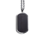 Military dog tag pendant in black African blackwood on a stainless steel chain