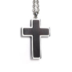 Cross pendant in black African blackwood on a stainless steel chain
