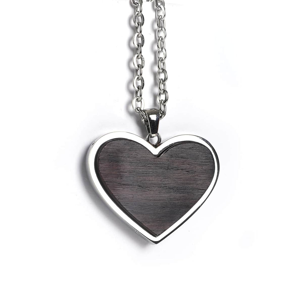 Heart pendant in black African blackwood on a stainless steel chain