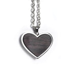 Heart pendant in black African blackwood on a stainless steel chain