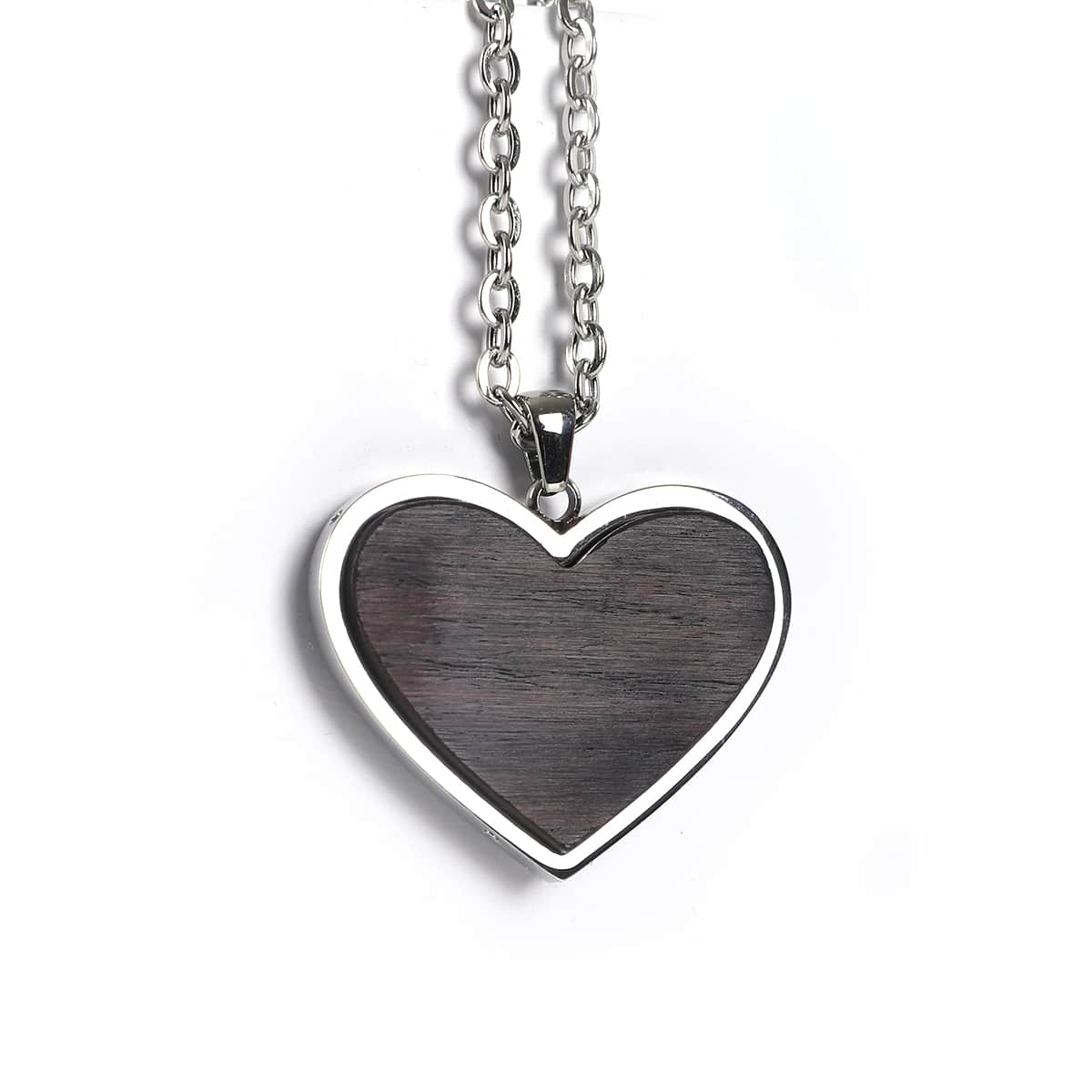 Heart pendant in black African blackwood on a stainless steel chain