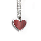 Heart pendant in red rosewood on a stainless steel chain