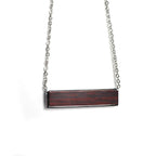 Horizontal bar pendant in red rosewood on a stainless steel chain