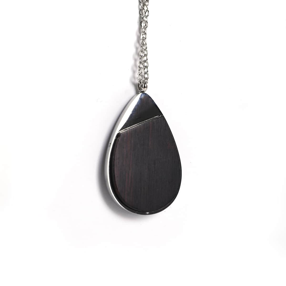 Teardrop pendant in black African blackwood on a stainless steel chain