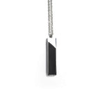 Vertical bar pendant in black African blackwood on a stainless steel chain